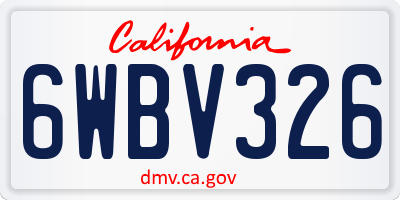 CA license plate 6WBV326