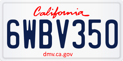 CA license plate 6WBV350