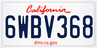 CA license plate 6WBV368