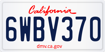 CA license plate 6WBV370