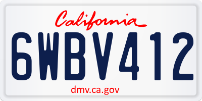 CA license plate 6WBV412