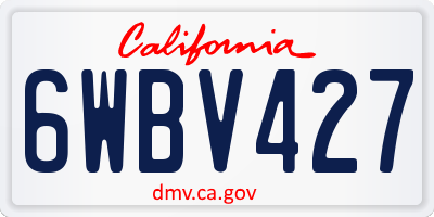 CA license plate 6WBV427