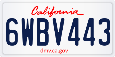 CA license plate 6WBV443