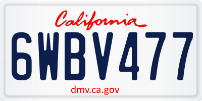 CA license plate 6WBV477