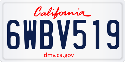 CA license plate 6WBV519