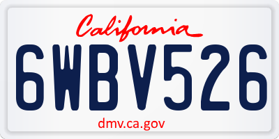 CA license plate 6WBV526