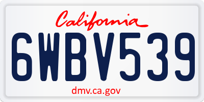 CA license plate 6WBV539