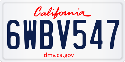 CA license plate 6WBV547