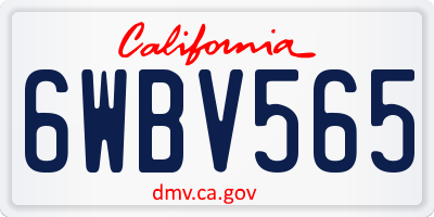 CA license plate 6WBV565