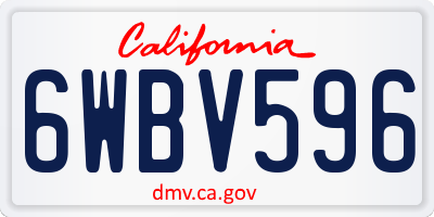 CA license plate 6WBV596