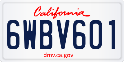 CA license plate 6WBV601