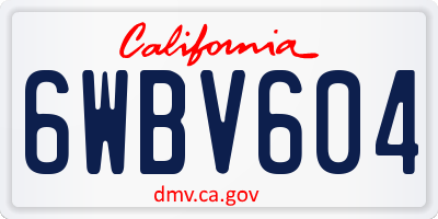 CA license plate 6WBV604