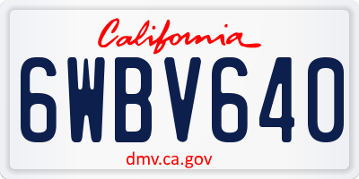 CA license plate 6WBV640