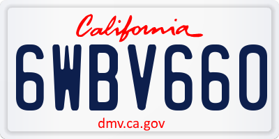 CA license plate 6WBV660