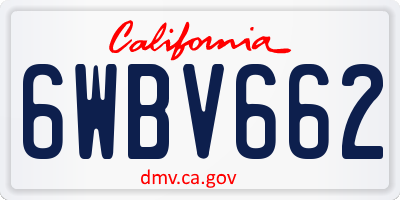 CA license plate 6WBV662