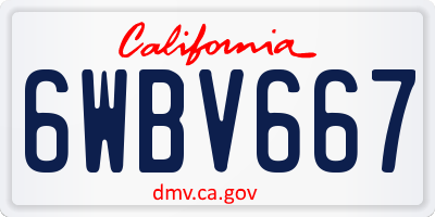 CA license plate 6WBV667