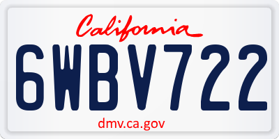 CA license plate 6WBV722