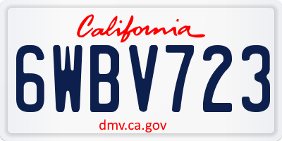CA license plate 6WBV723
