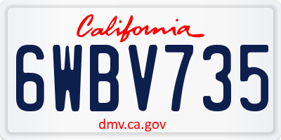 CA license plate 6WBV735