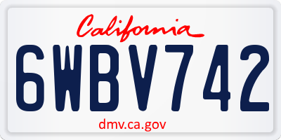CA license plate 6WBV742