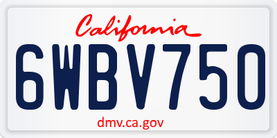CA license plate 6WBV750