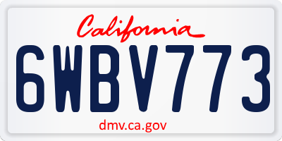CA license plate 6WBV773