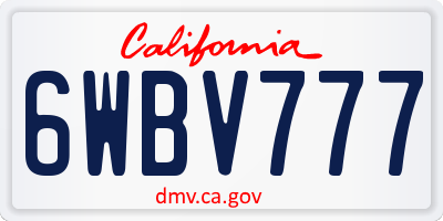 CA license plate 6WBV777