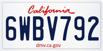 CA license plate 6WBV792