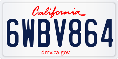 CA license plate 6WBV864