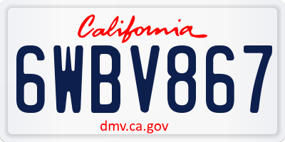 CA license plate 6WBV867