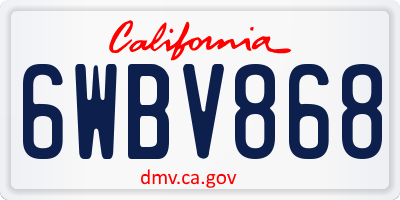 CA license plate 6WBV868