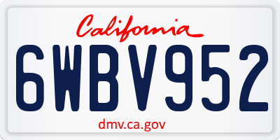 CA license plate 6WBV952