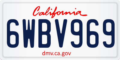 CA license plate 6WBV969