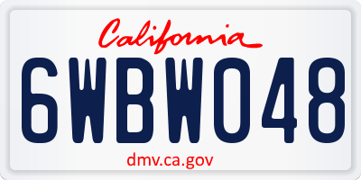 CA license plate 6WBW048