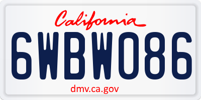 CA license plate 6WBW086