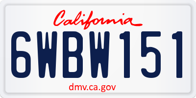 CA license plate 6WBW151