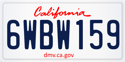 CA license plate 6WBW159