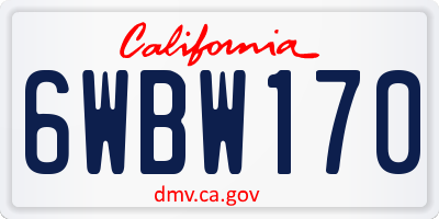 CA license plate 6WBW170