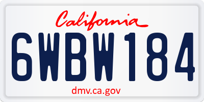 CA license plate 6WBW184