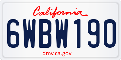 CA license plate 6WBW190