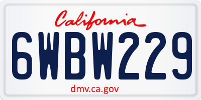 CA license plate 6WBW229
