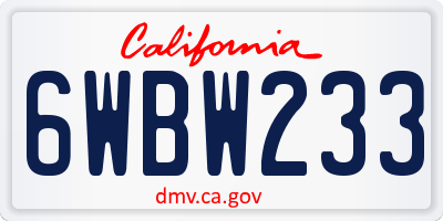 CA license plate 6WBW233