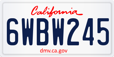 CA license plate 6WBW245