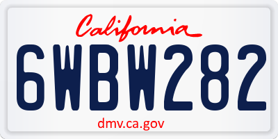 CA license plate 6WBW282