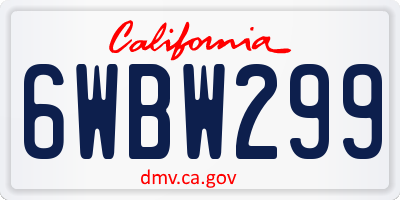 CA license plate 6WBW299