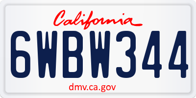 CA license plate 6WBW344