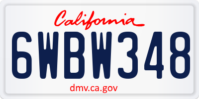CA license plate 6WBW348