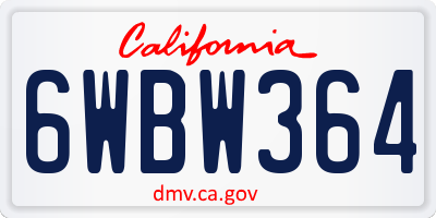 CA license plate 6WBW364