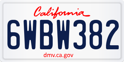 CA license plate 6WBW382