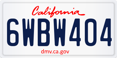 CA license plate 6WBW404